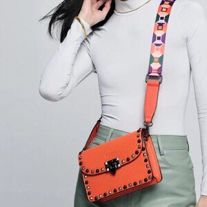 Mersi Ruby Studded Crossbody With 2 Straps - Orange - NWT